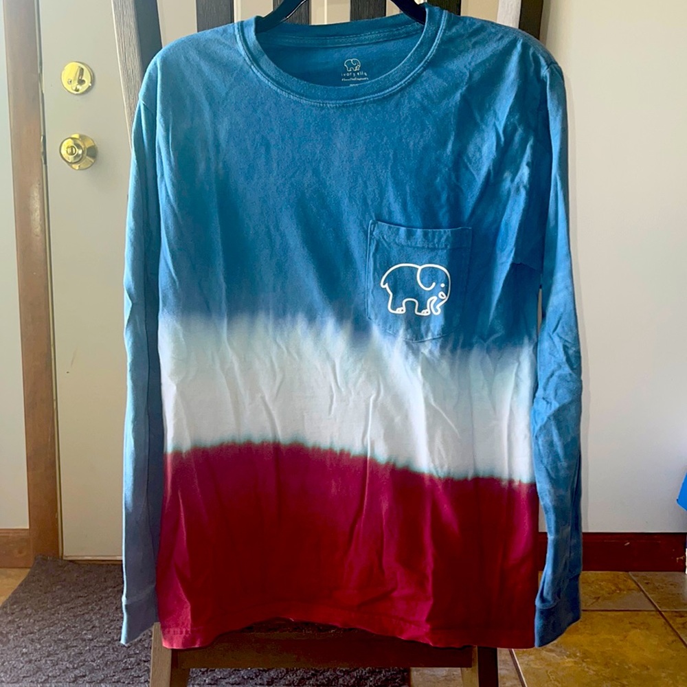 Small red, white, and blue long sleeve Ivory Ella t-shirt